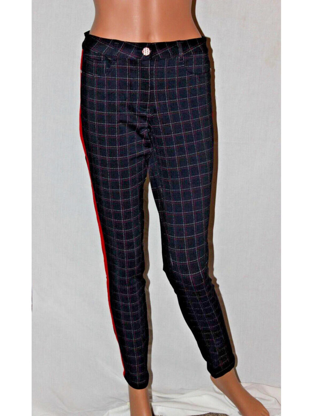 NEW MOVETES SIZE 2 WOMENS NAVY PLAID ELIZA FULL LENGTH GOLF PANT TOP QUALITY